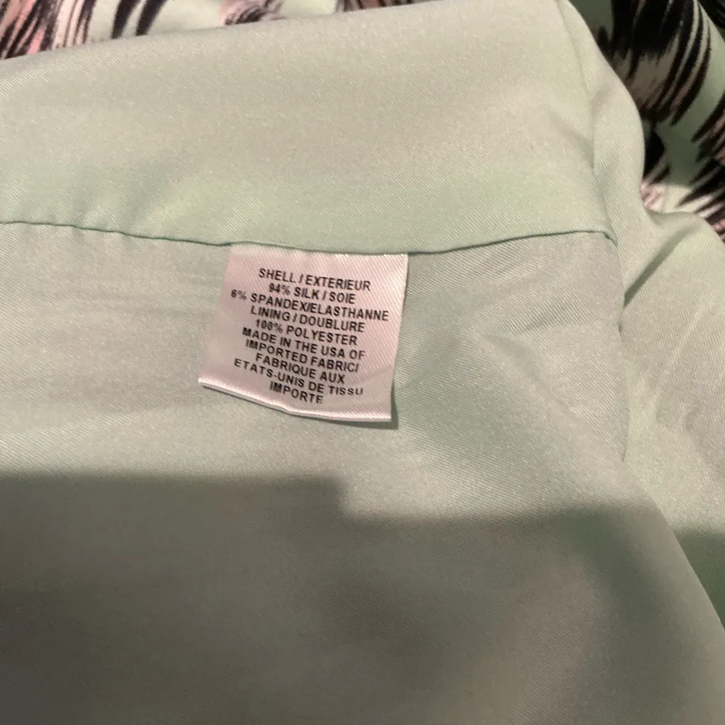 Milly Long Sleeve Silk Dress in Mint and Black Size 8 - Image 9