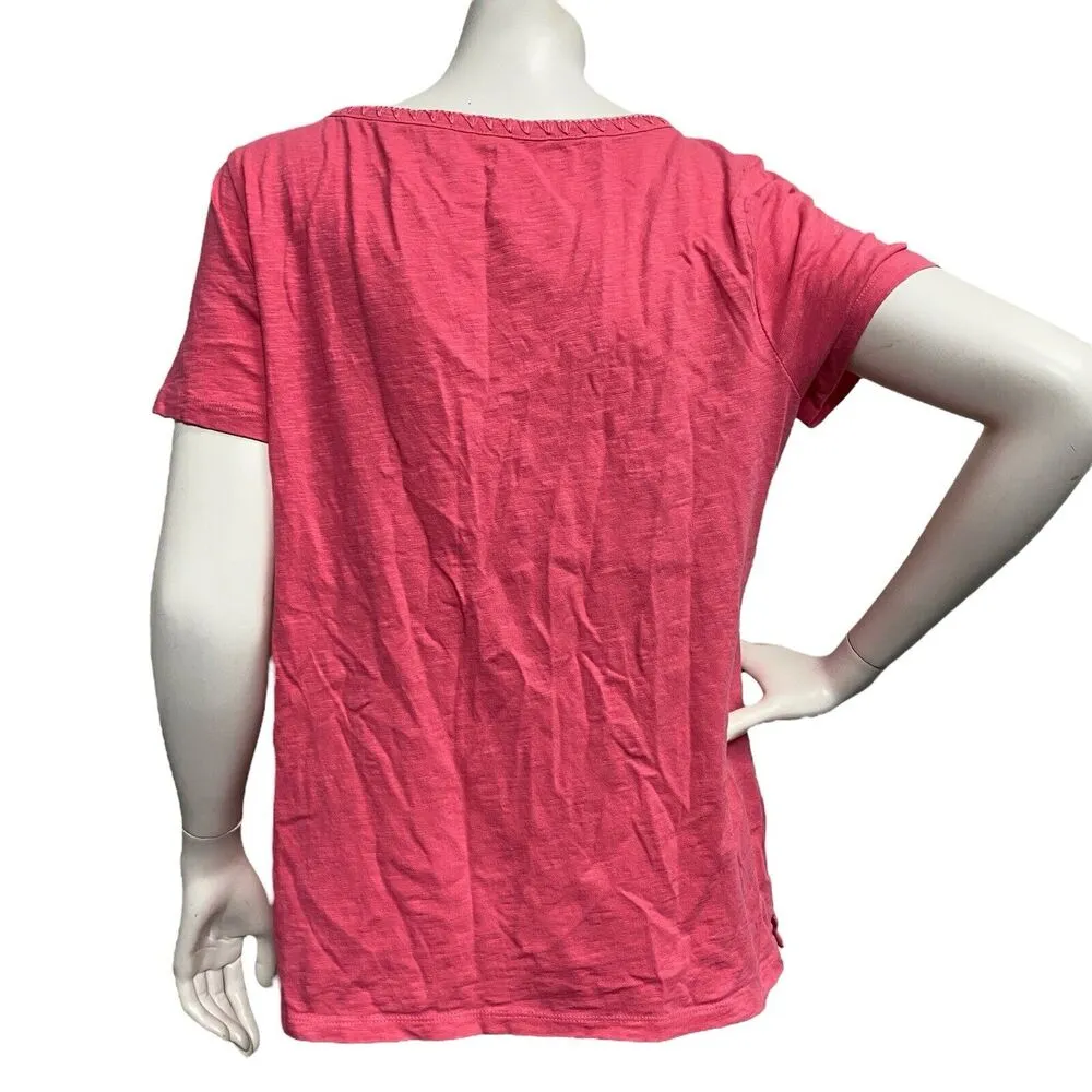 Talbots Top Womens Medium Embroidered Square Neckline Tee - Image 5