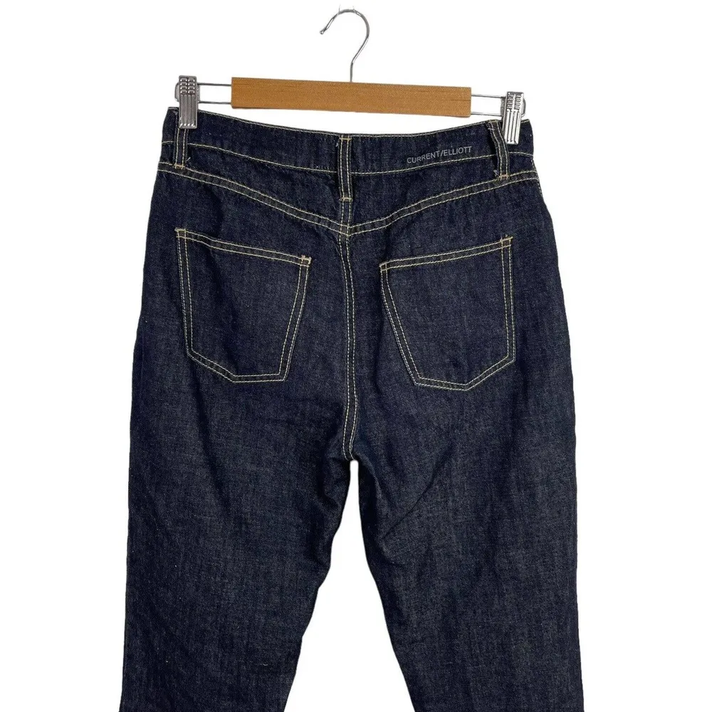 Current Elliot The Vintage Crop Slim High Rise Linen Blend Jeans Dark Size 26 - Image 10