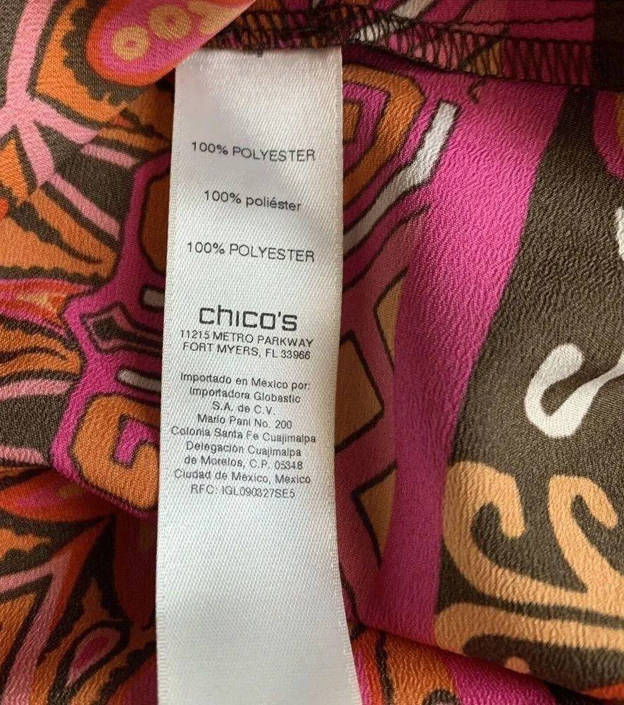 Chico's Womens Size Small Multicolor Artsy Print One Shoulder Blouse Top - Image 5