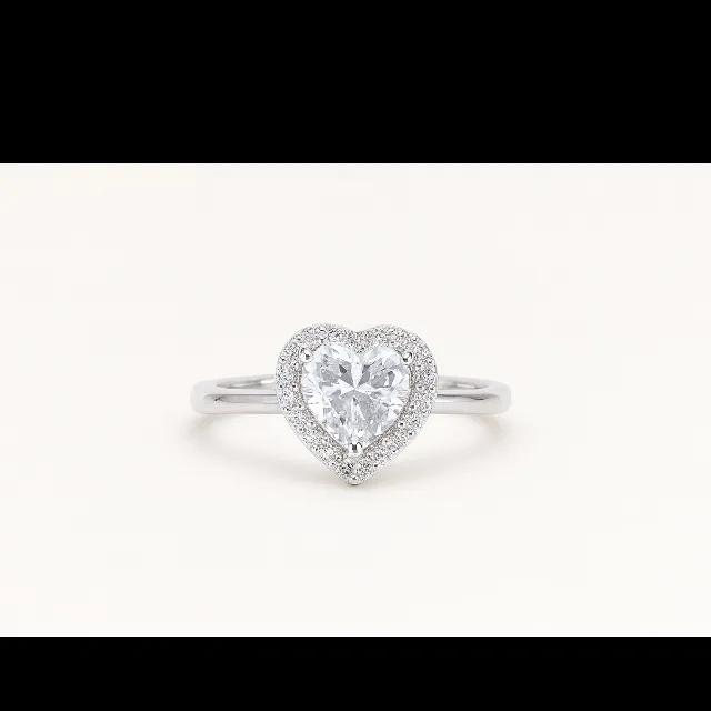 Antian Accessories™ Heart Zirconia Set Necklace Ring Earrings Silver - Image 3