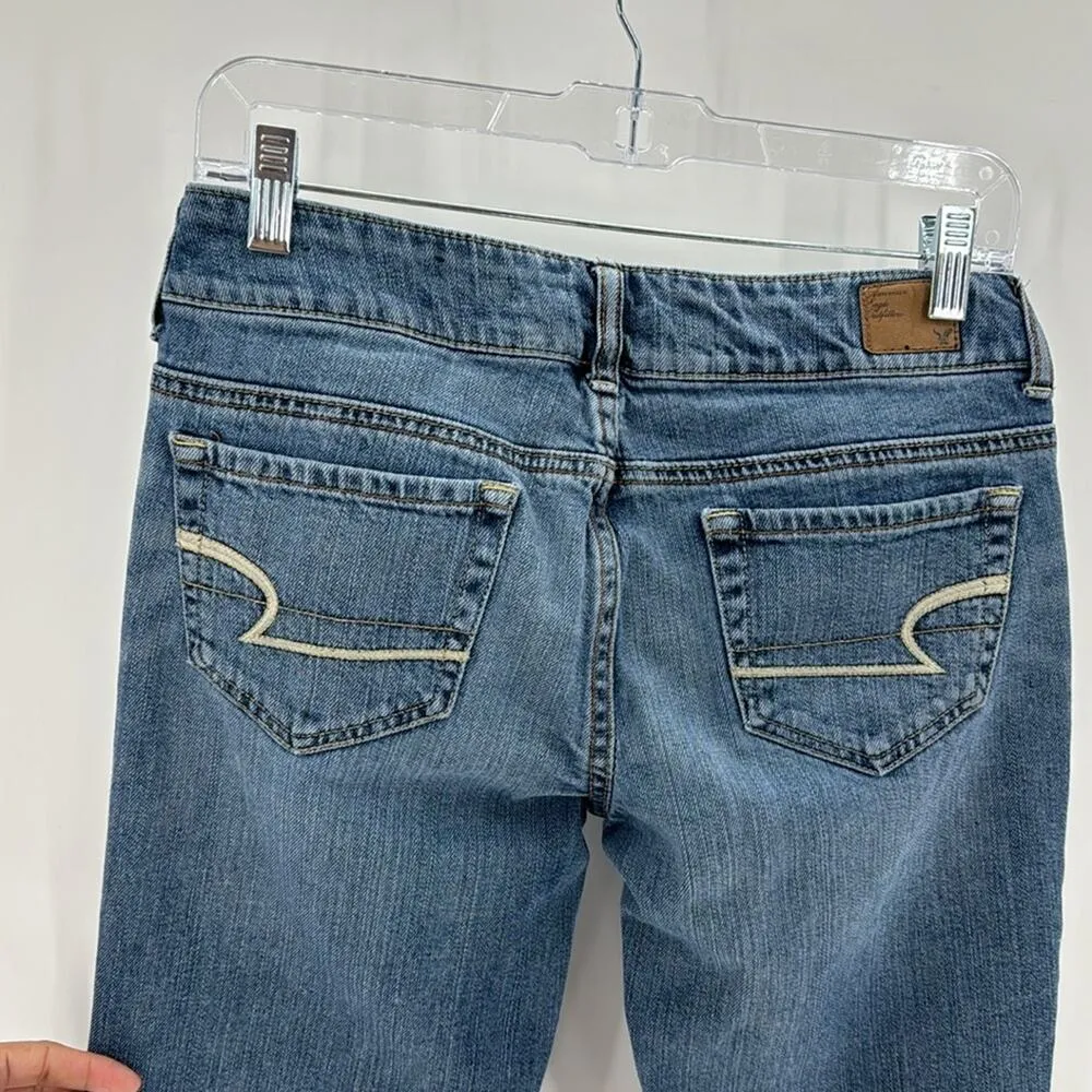 Vintage American Eagle low rise artist flare jean Y2K broken in size 4 bohemian - Image 4