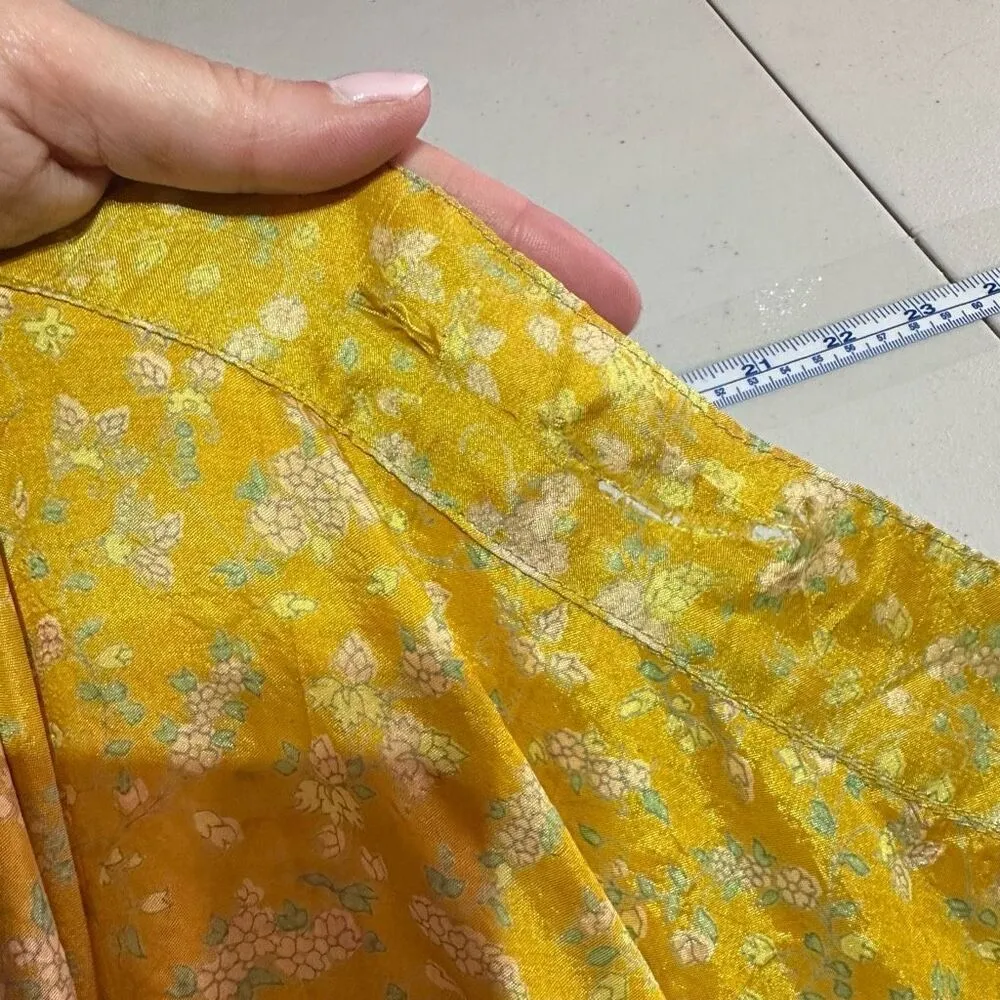 Mexicali Blues Floral Mixed Print Silk Blend Wrap MIDI Skirt Cottagecore Boho OS - Image 12