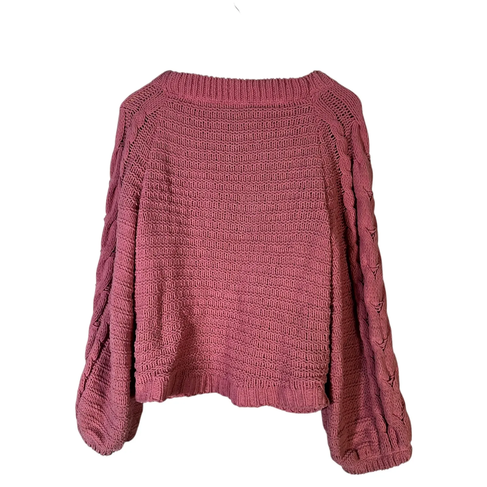 EXPRESS  Pink Cable Knit Cropped Sweater Women's Size S - Image 4