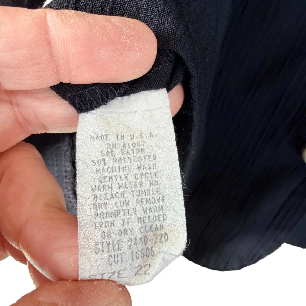 Briggs New York Vintage Black Cropped Blazer Plus Size 22 Short Sleeve 90s - Image 6