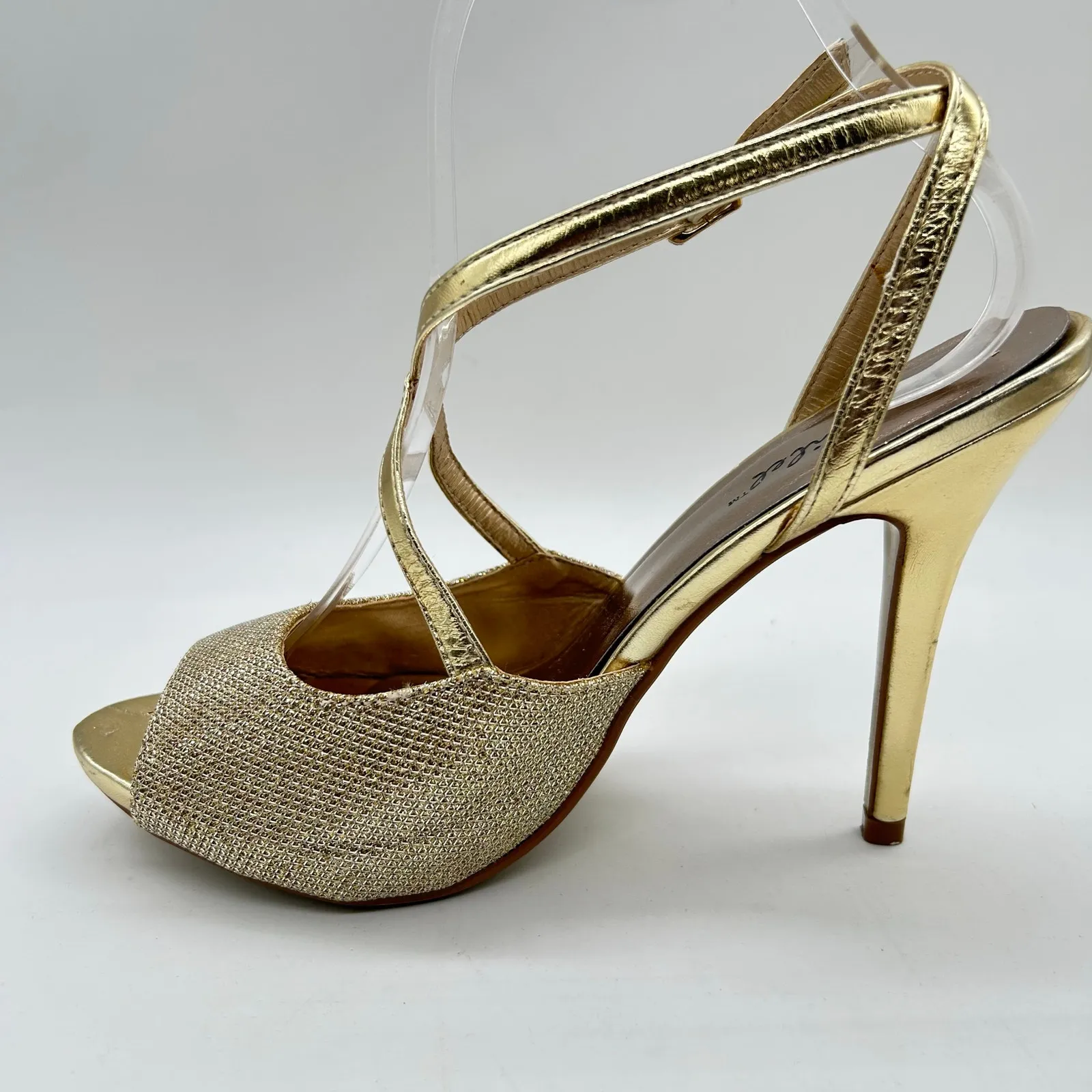 Bonnilel Heels Womens 8‎ Gold Tiara Glitter Shoes Wedding Nightout Formal Party - Image 3