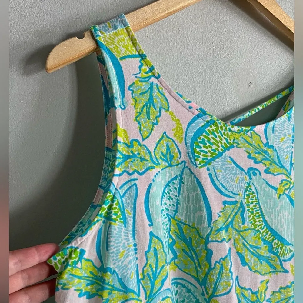 Lilly Pulitzer Lemon Grove Crisscross Back Tank Top Sz L Made in Peru - Image 3