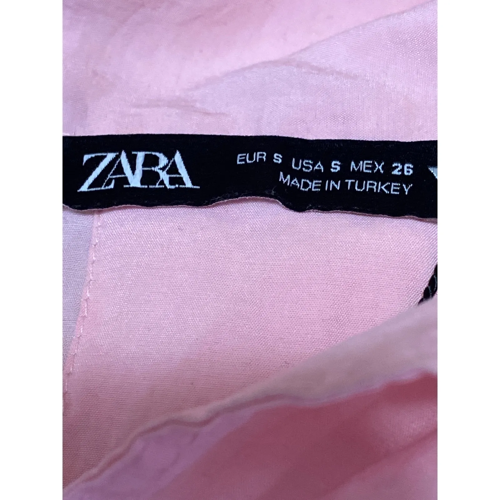 Zara Women's Pink Collared 3/4 Sleeve Button Down Oversized Pocket Shirt Top S - Image 3