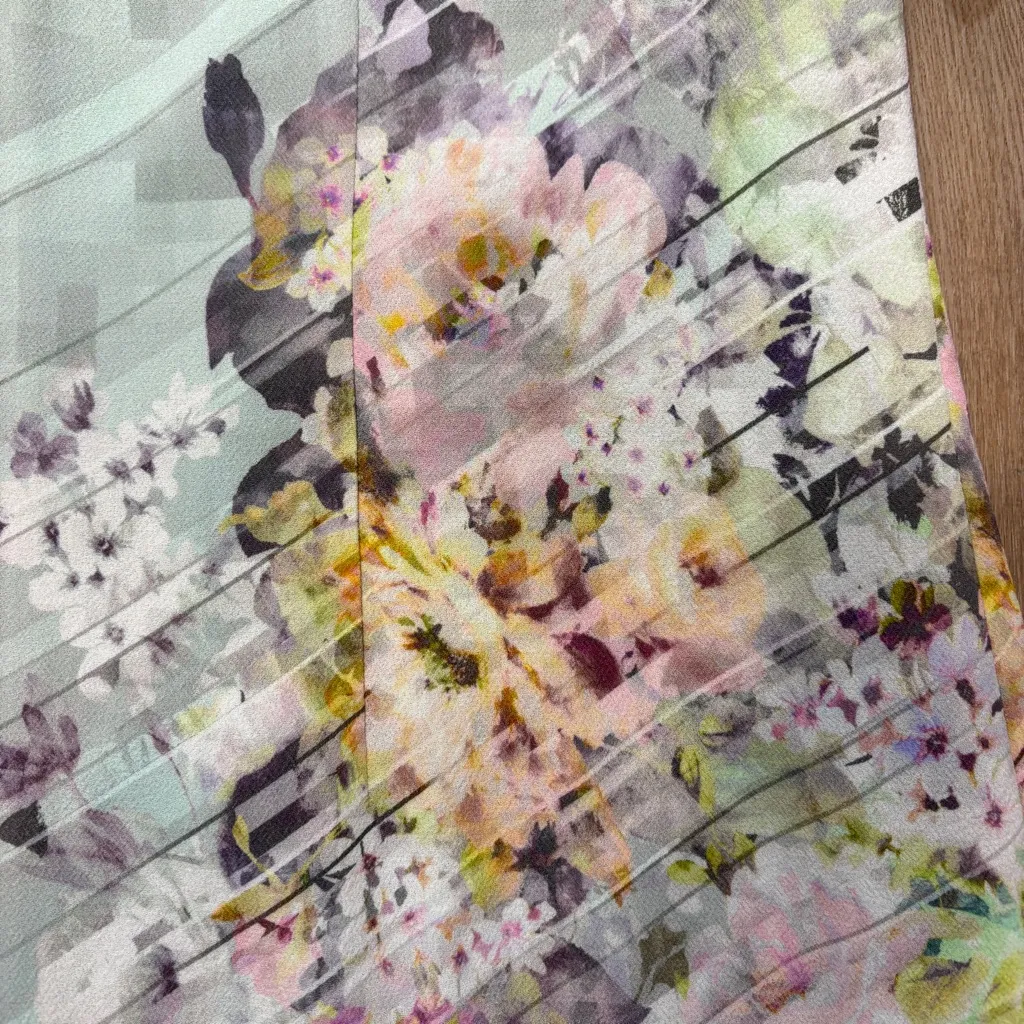 🌟BASLER🌟 FLORAL PASTEL PRINT SHORT SLEEVE SHIFT DRESS AQUA BLUE SZ 44 OR 14 - Image 6