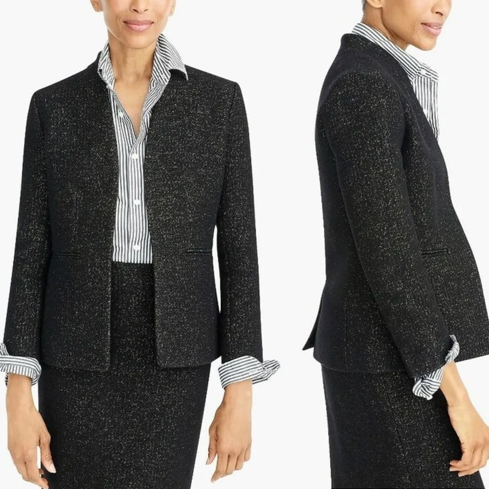 J.Crew Going Out Tinsel Tweed Blazer Black Lurex - Image 2
