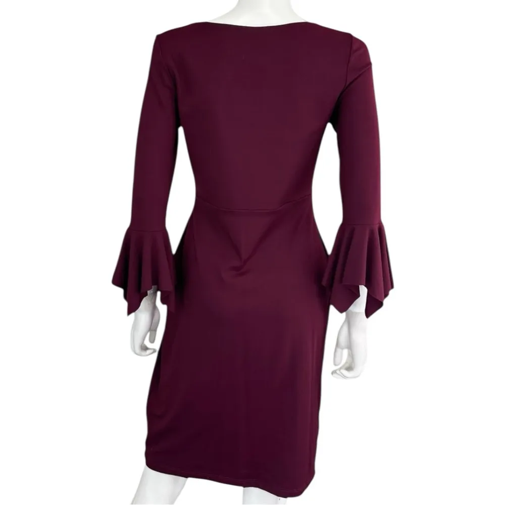 SUSANA MONACO Maroon Cocktail Dress Size L - Image 3