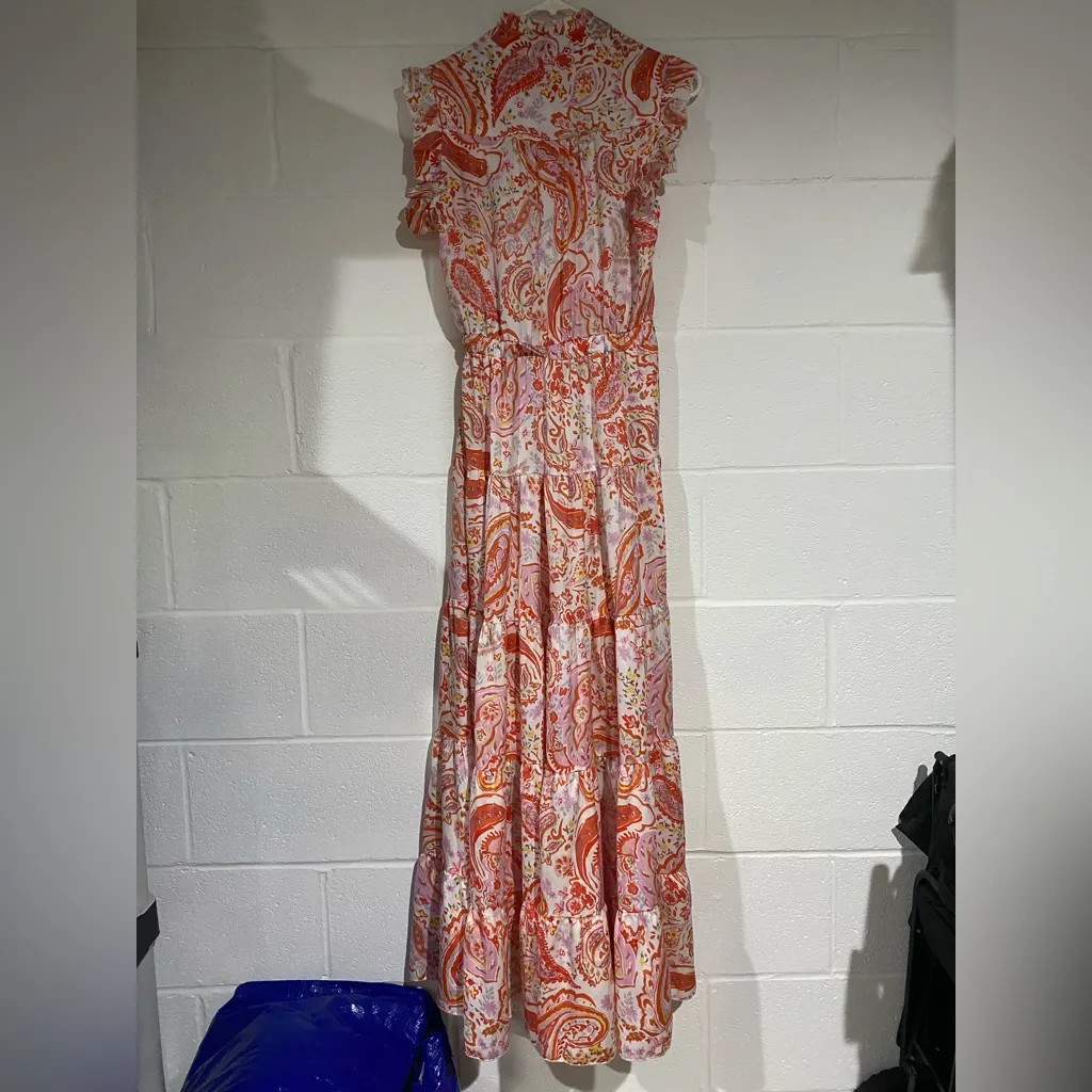 Pinch Pink and Orange Paisley Maxi Dress - Image 2