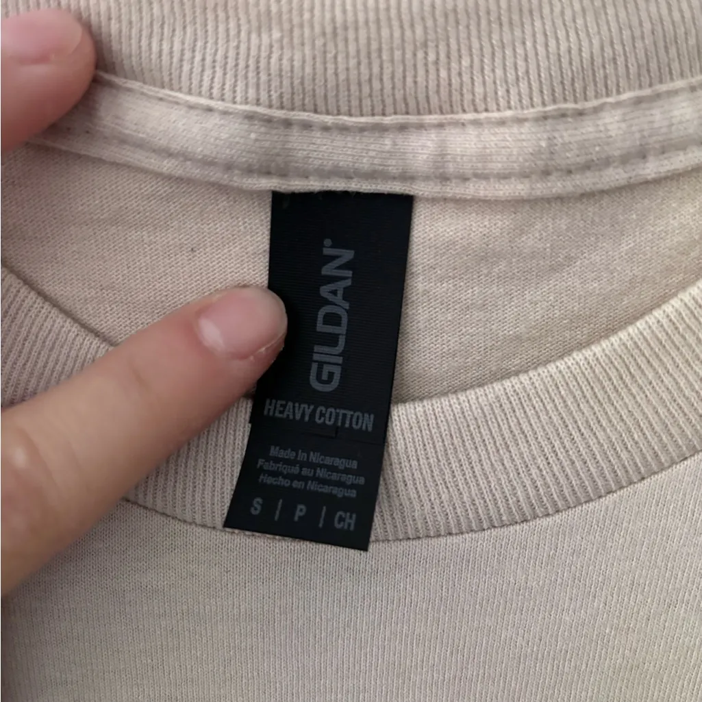 “Wine & Anxiety” Handmade Custom Graphic Tshirt Tan Size undefined - Image 2