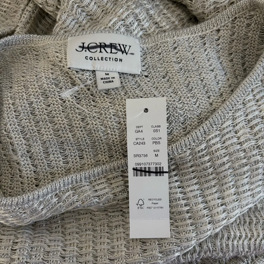 NWT J. Crew Collection Metallic Open-weave Sweater-dress Silver - Image 4