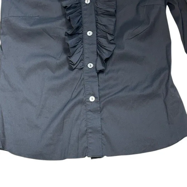 Trina Turk Women's‎ Blouse Long Sleeve Ruffle Front Button Down Shirt Sz Med - Image 8