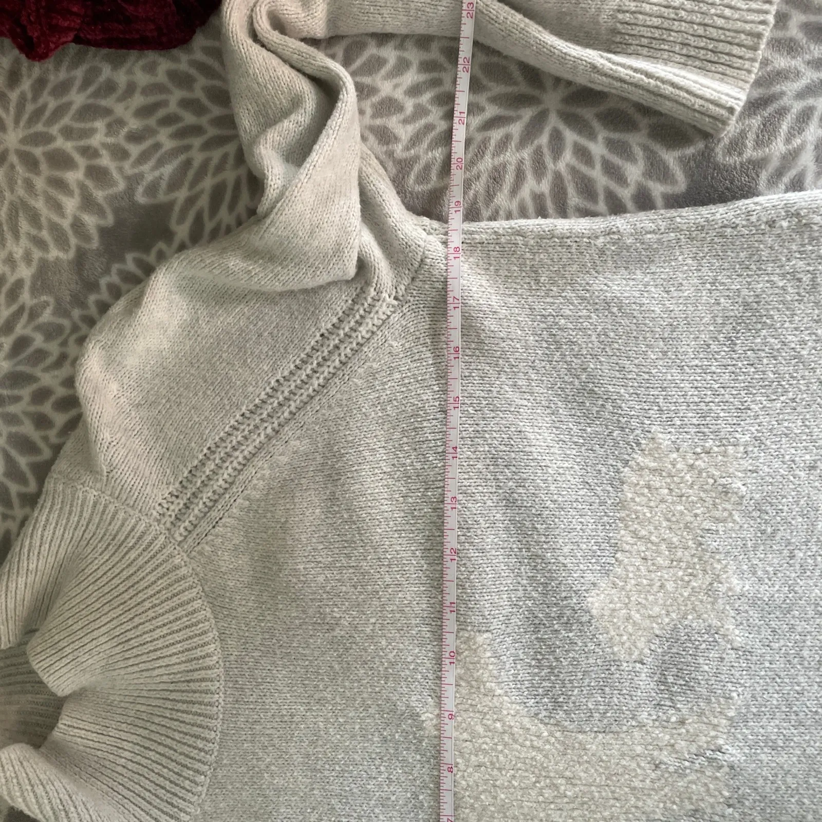 LOFT Knit Mock Neck Sweater sz XS Gray White Sherpa Polar Bear Preppy Clean Girl - Image 6