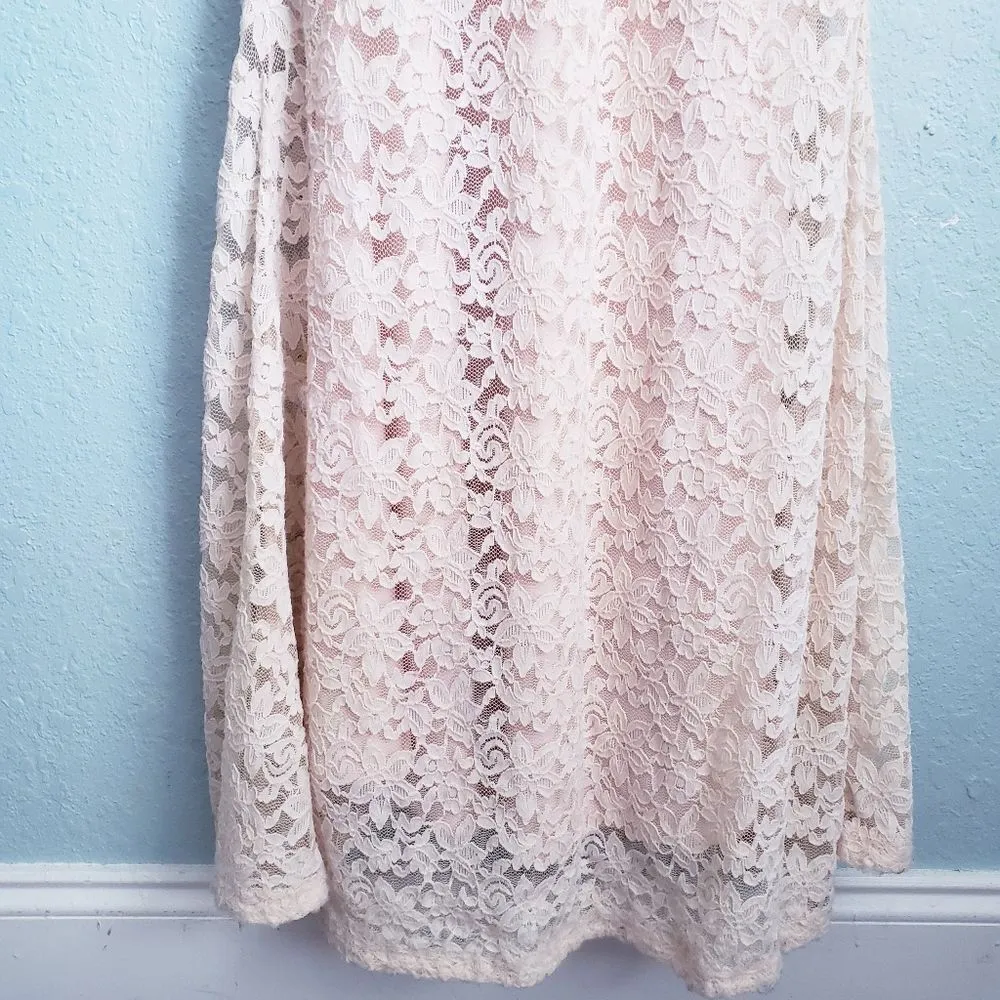 Lulu's Ephemeral Allure Baby Pink Lace Open Back Gown - Image 5