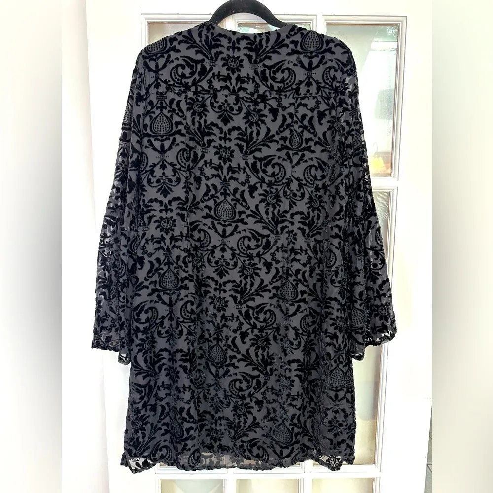 Nanette Lepore Whimsical Goth Romantic Velvet Burnout Midi Dress Size 12 Large L - Image 4