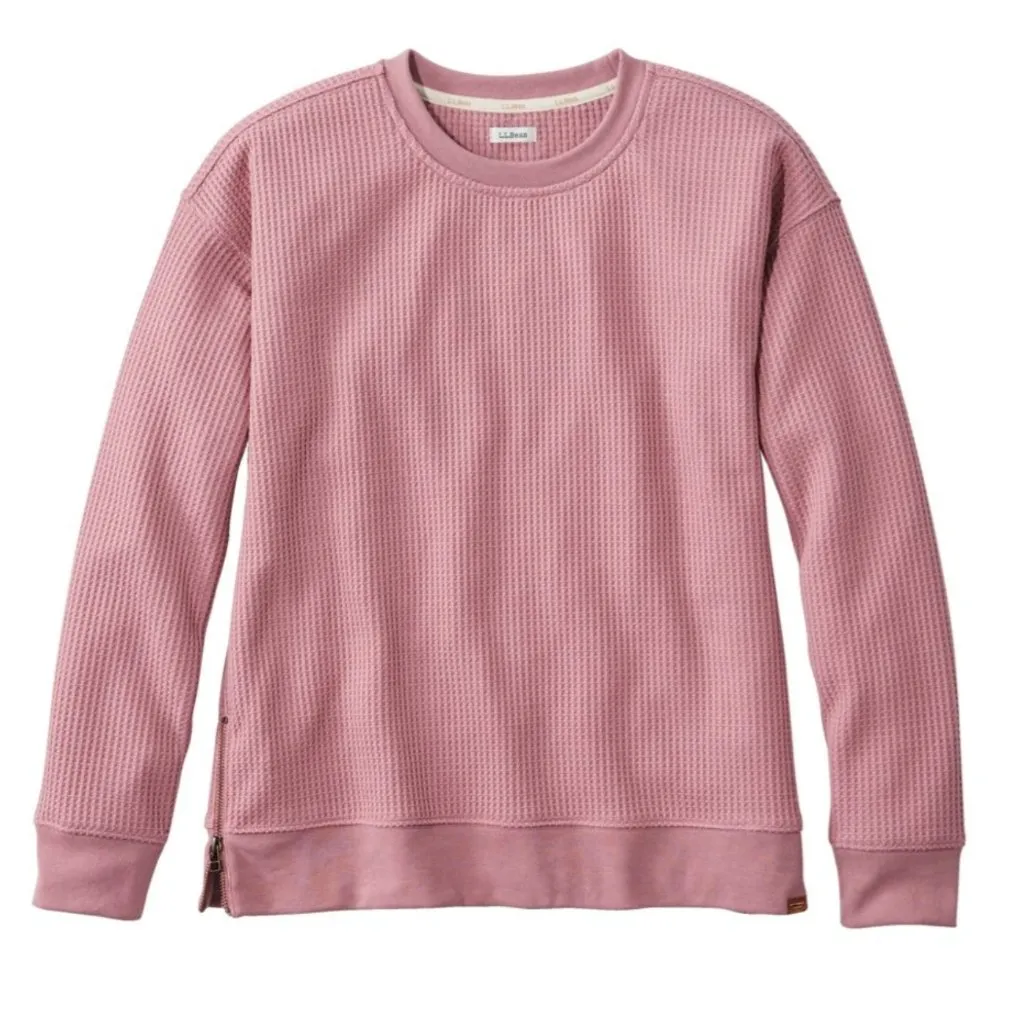 L.L. Bean Women's Birchwood Brushed Waffle Top Crewneck Washed Orchid Pink‎ XS Pink - Image 9
