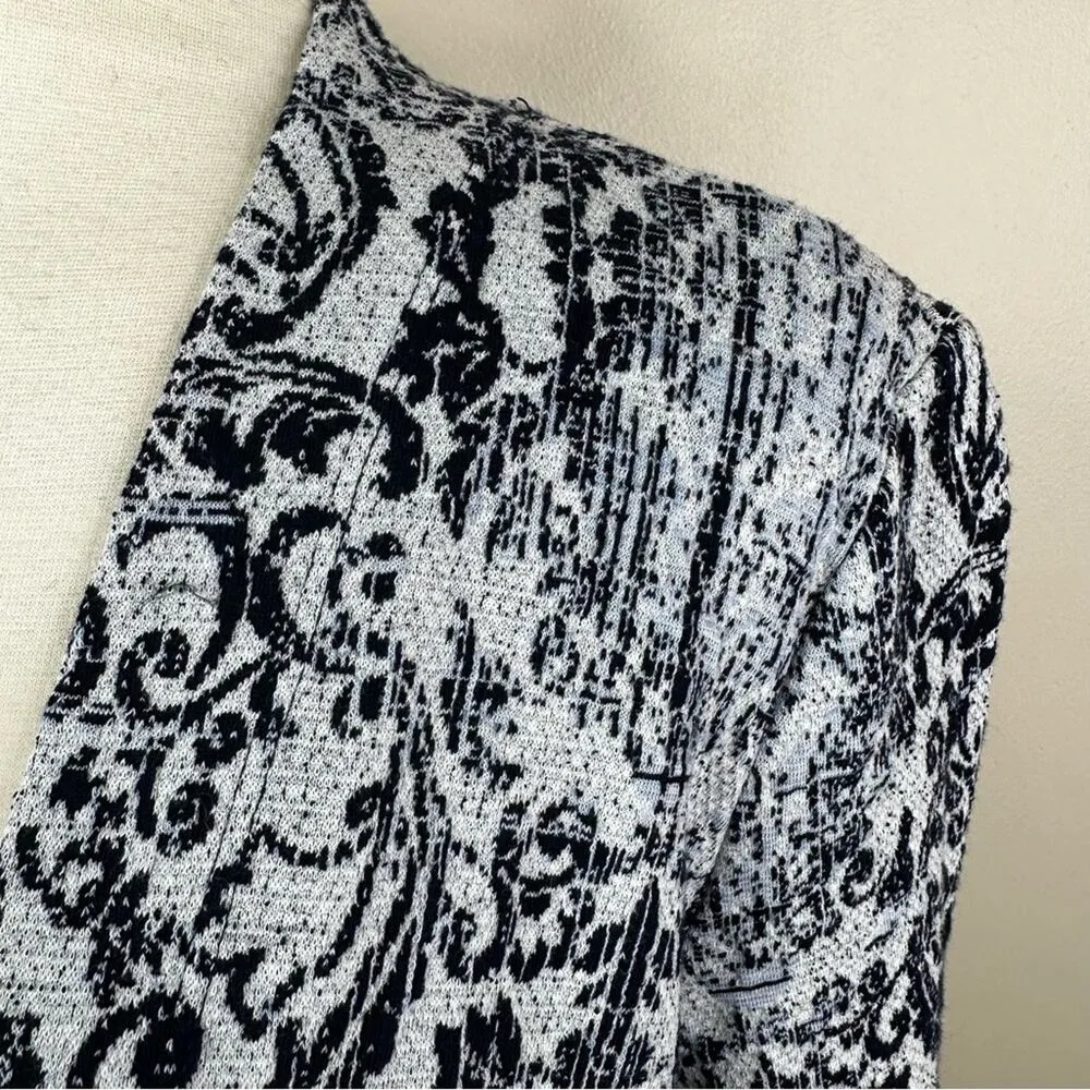 Clara Sun Woo Cardigan Womens M Blue Paisley Print Open Front Longline Sweater Size M - Image 6