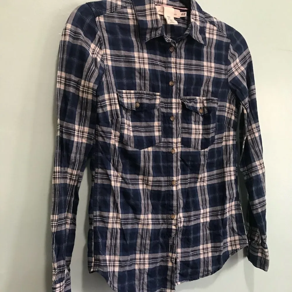 H&M Plaid Shirt Blue L.O.G.G.‎ - Image 4