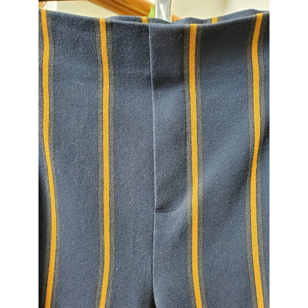 Zara Women's Blue Striped Polyester Comfort Waist Mid Rise Dress Pant Size L - Image 2