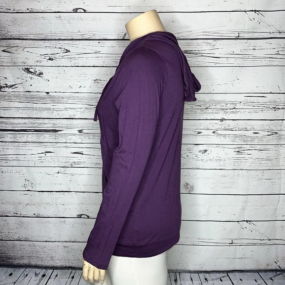 Gap NWT Size XL Purple Cotton/Modal Blend Kangaroo Pocket Hooded Shirt Top - Image 3