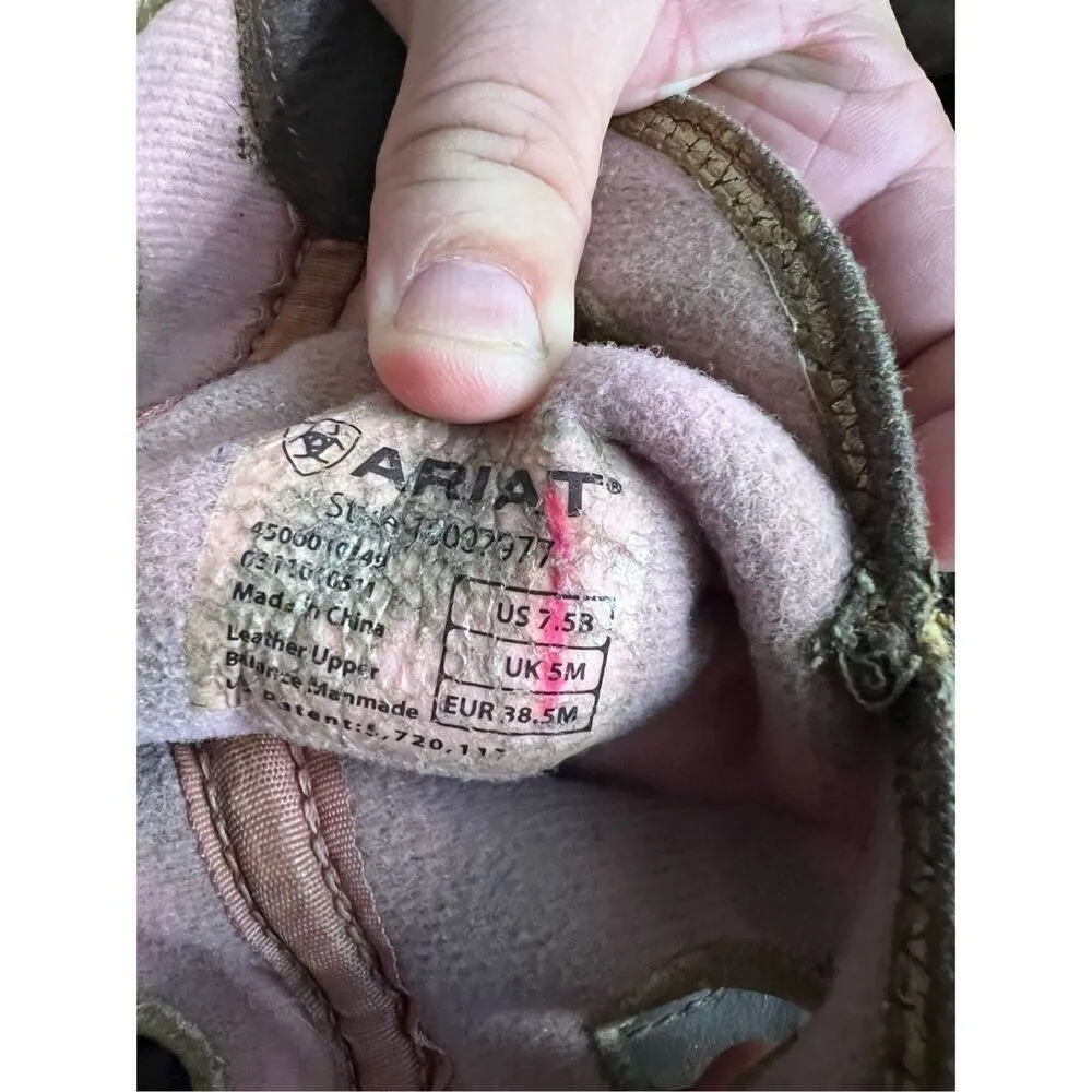 ARIAT Brown Pink Camo Timber 10007977 Leather Western Cowboy Boots Women's 7.5 B - Image 5