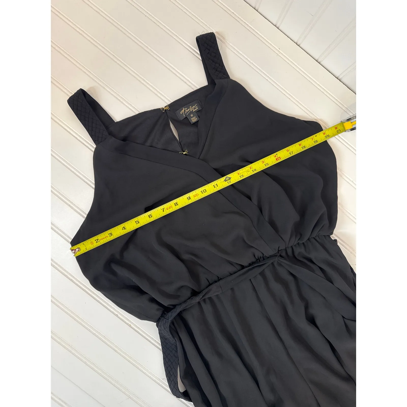 NWOT Thalia Sodi Black Faux Wrap Belted Jumpsuit Sleeveless Classic Size 10 - Image 4