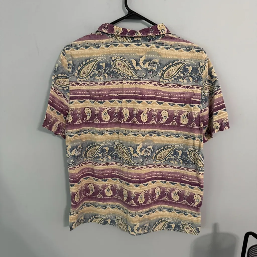 Vintage Alfred Dunner 90s Mom Paisley Silk Button Down Shirt Women's Size 14 - Image 7
