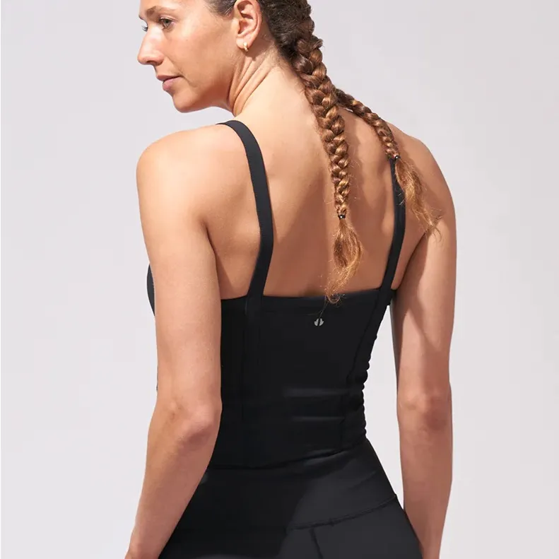 Ribbed Black Sports Bra Top Size M - Image 2