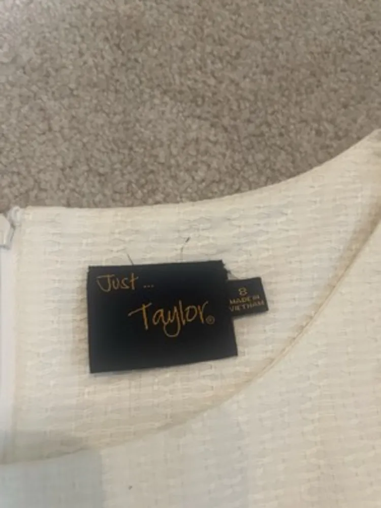 Just Taylor Size 8 Fit &‎ Flare Dress White Boat Neck Sleeveless Classic - Image 7