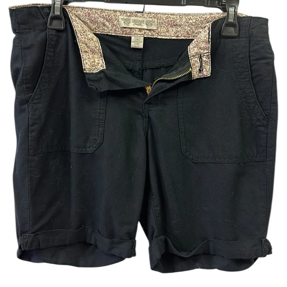 Vintage America Black Cuffed 4 Pocket Shorts Womens 4 or 27 Waist - Image 6