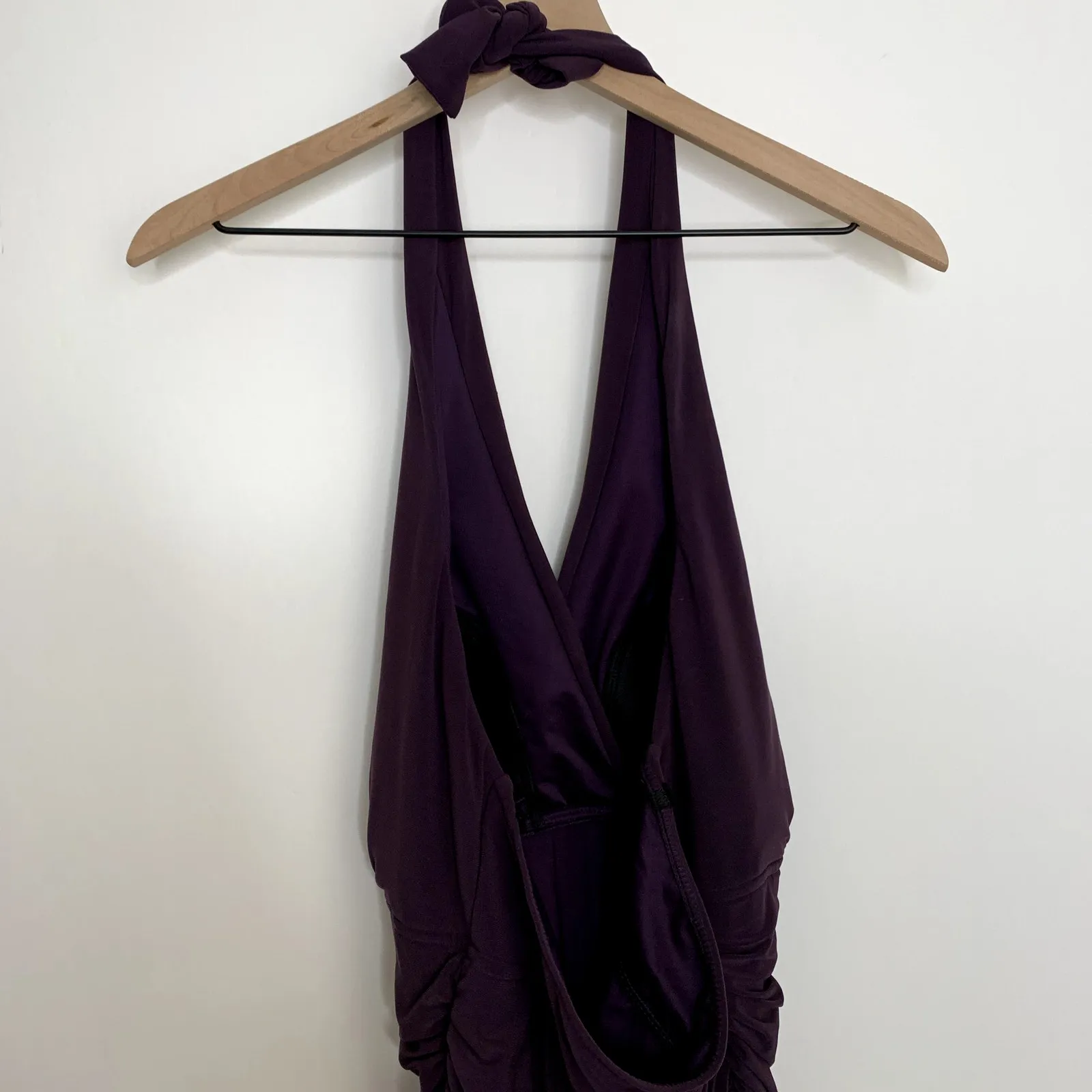 Magicsuit Slim Yvonne Babydoll Ruched Goddess Regency Halter Swimsuit Dress 12DD Purple Size 12 - Image 5