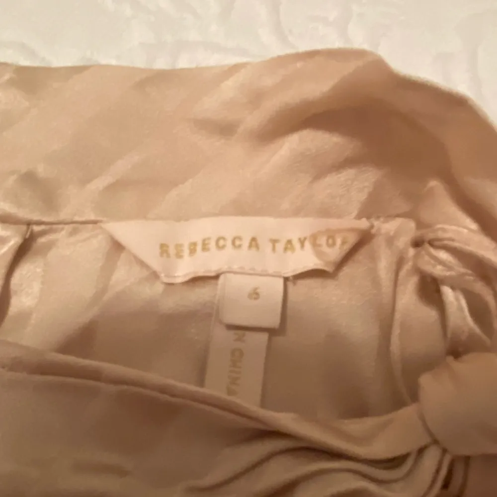 Rebecca Taylor Kitten Bow Lavaliere Collar Pin Stripped 100% Silk Blouse Sz 6 - Image 5