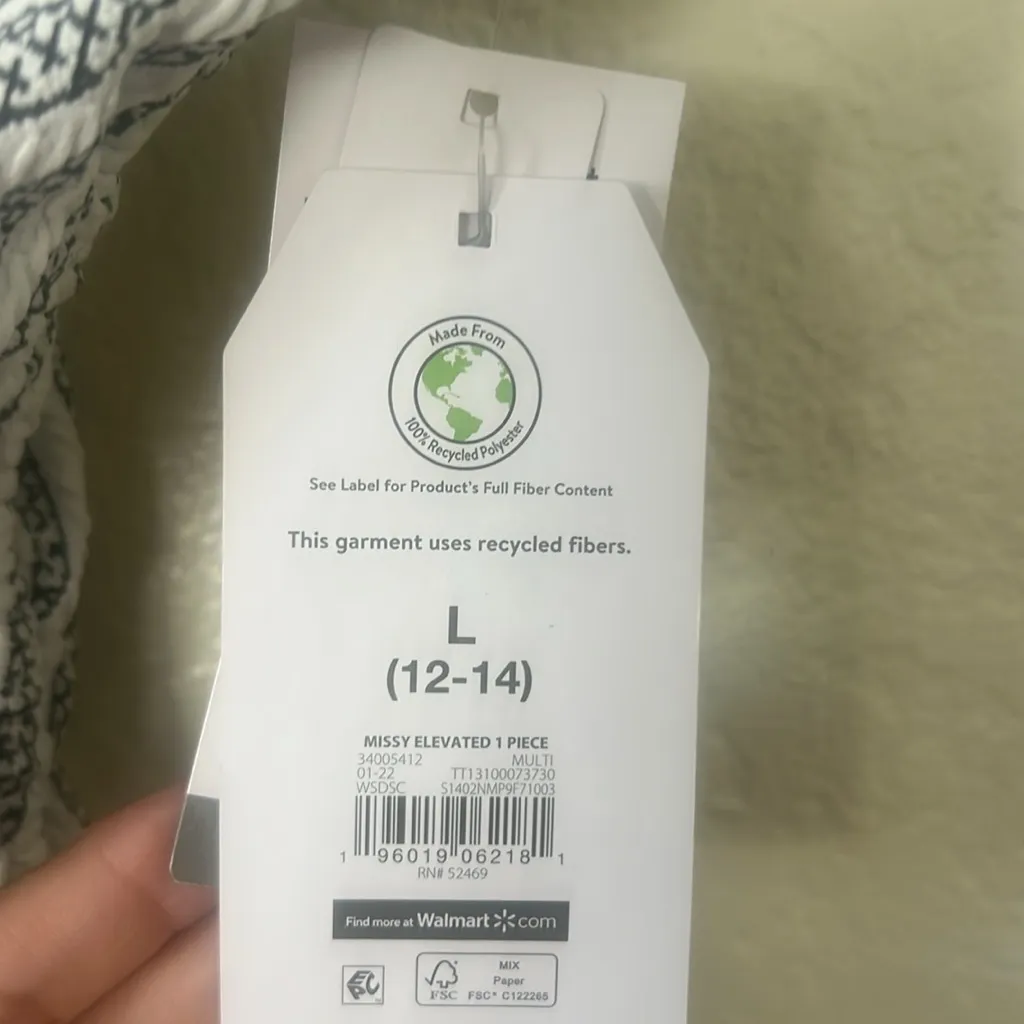 White and Black Patterned Swimsuit Size L Size L - Image 4