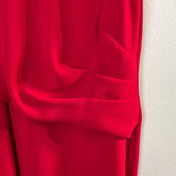 Ivanka Trump Dress 14 Red Sheath Ruffle Layered Pleated‎ Sleeveless Knee Length - Image 4