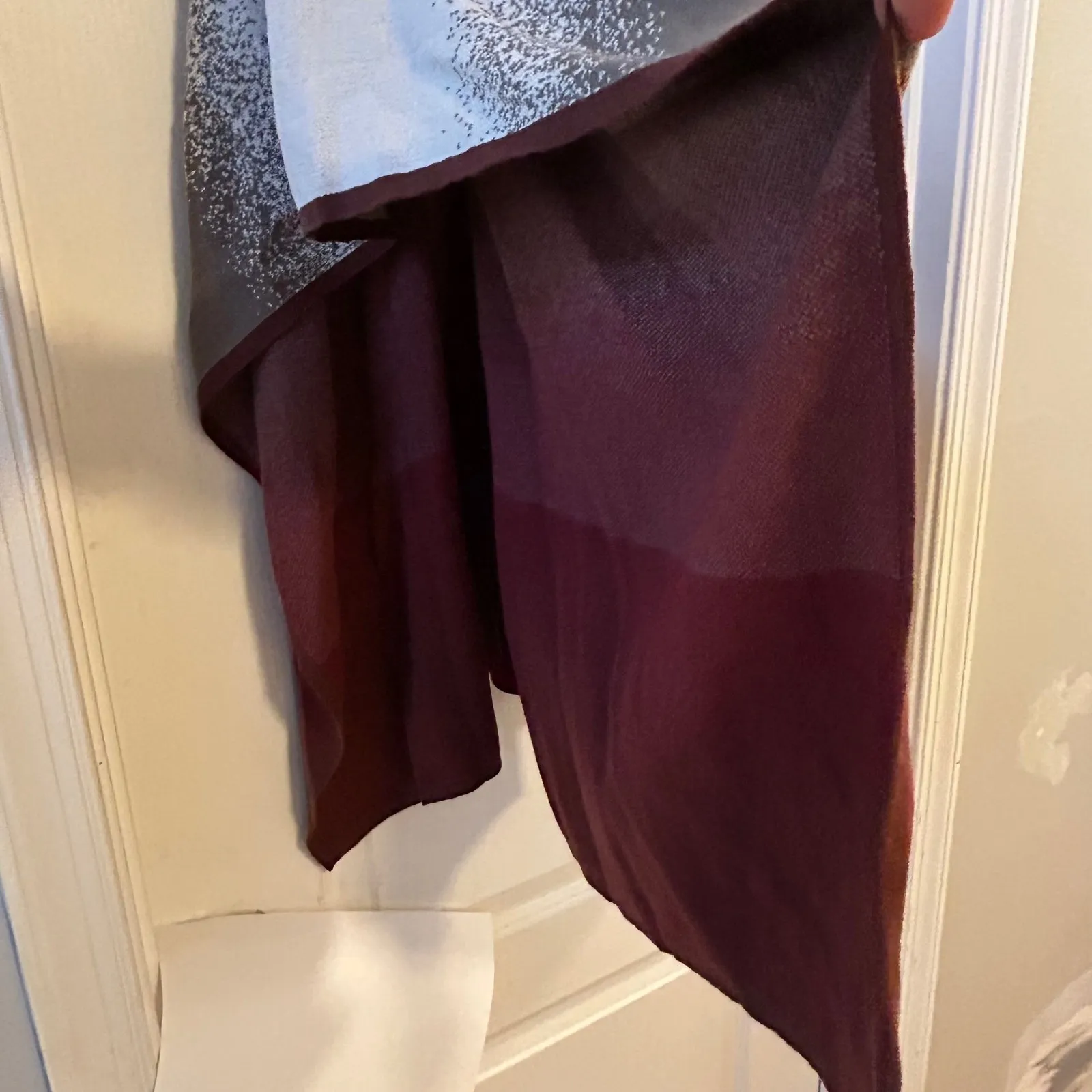 Chicos OS One Size Ombre Speckle Knit Poncho Wrap Cardigan Burgundy Grey - Image 6