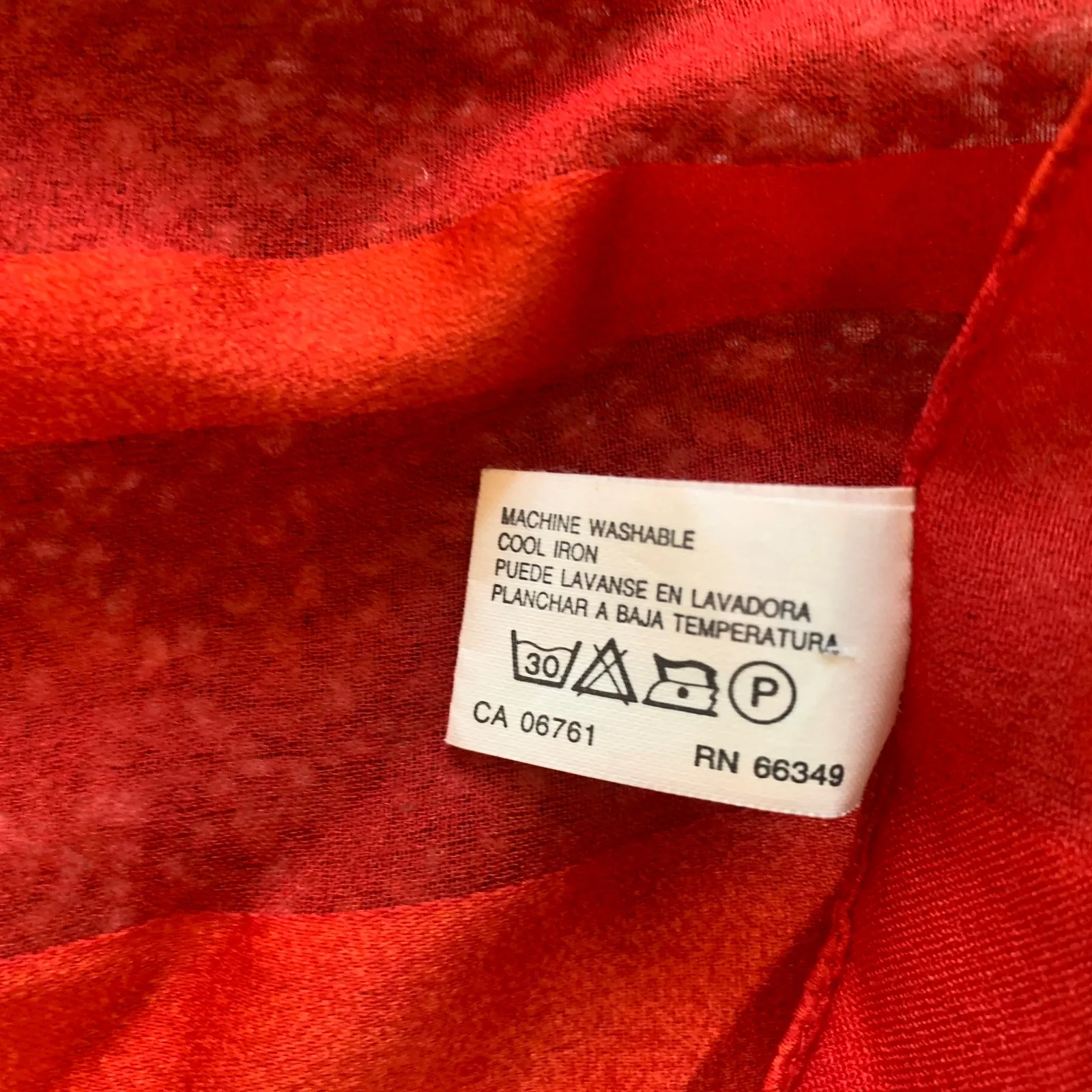 Vintage Italy Chiffon Bright Geometric & Stripe Scarf 35 x 33" Red - Image 7