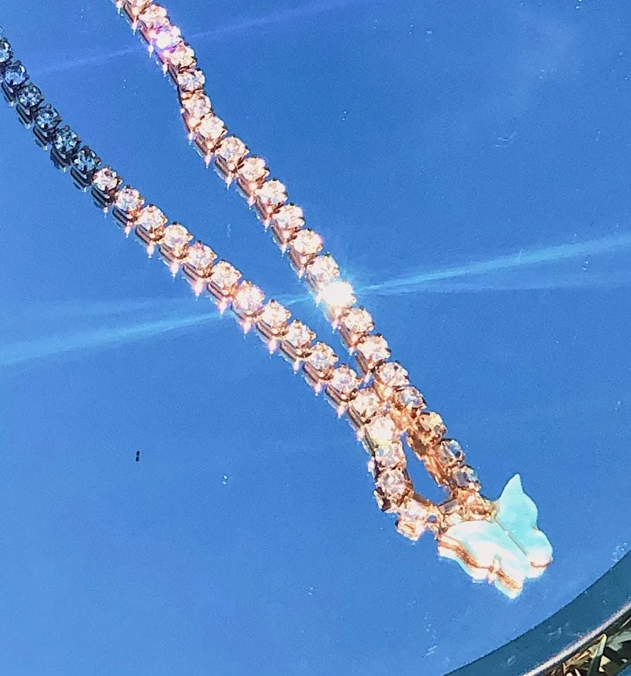 Brandy Melville Rhinestone Purple Butterfly Necklace - Image 4