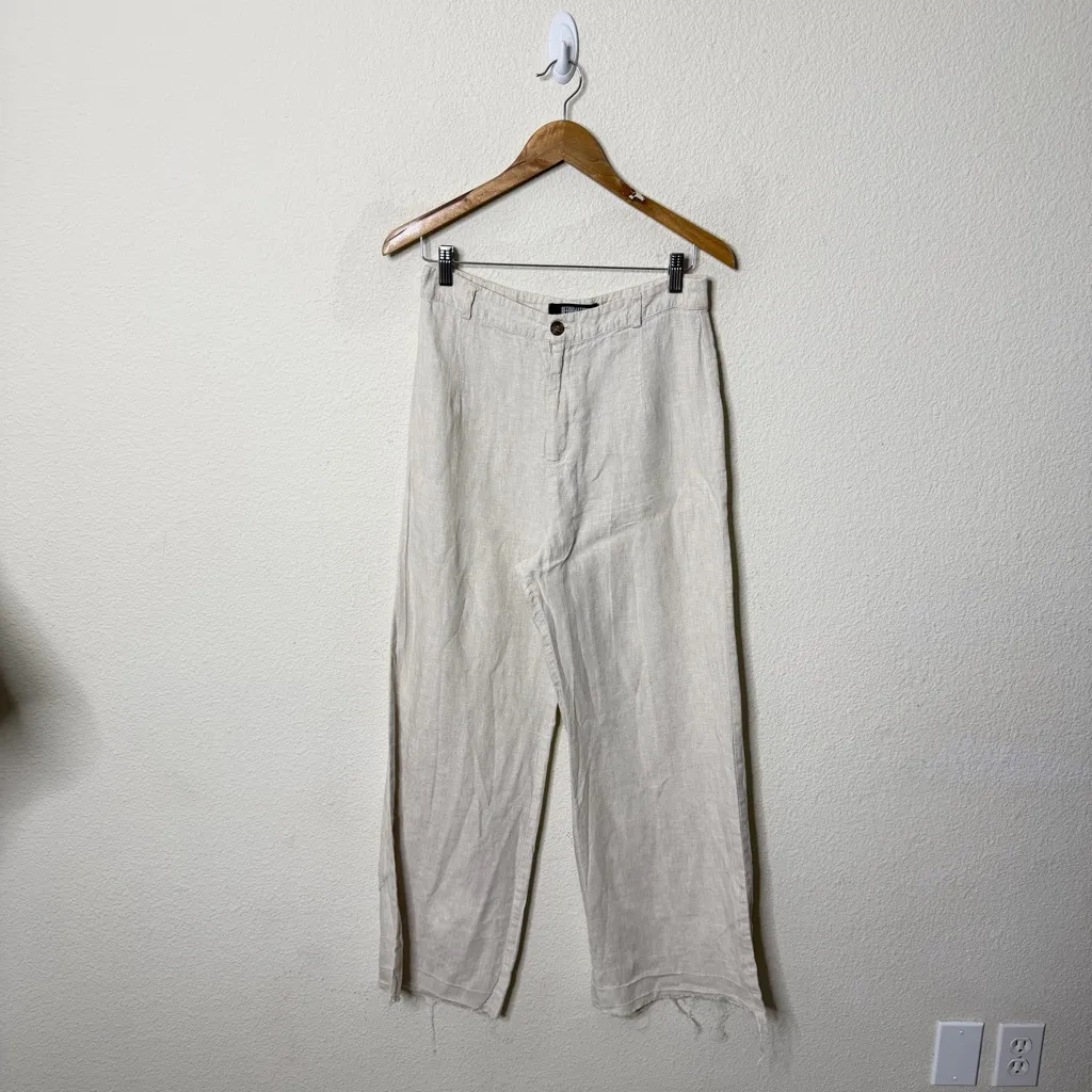 Reformation Beck Linen Pants Wide Leg Raw Hem Women’s Size 8 - Image 2