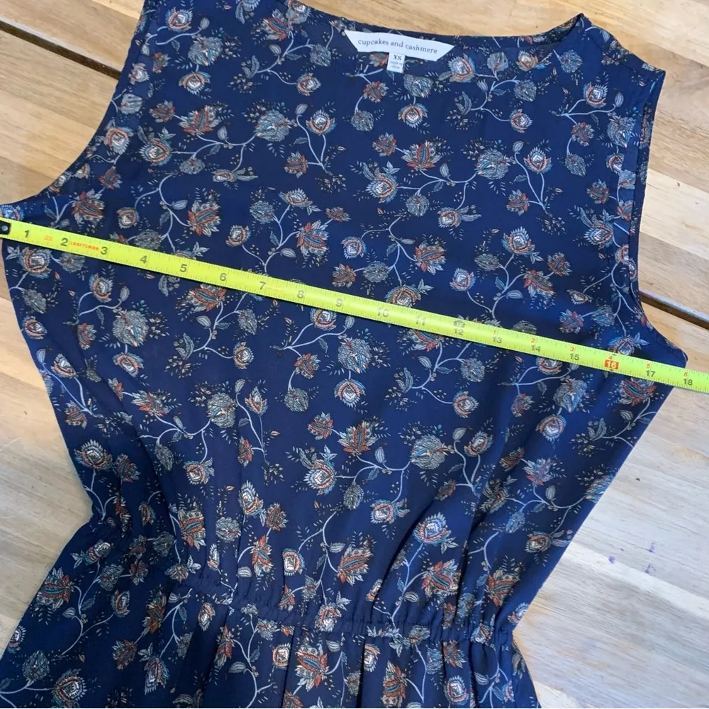 Cupcakes And Cashmere Blue Floral Sleeveless Dress XS - Image 4