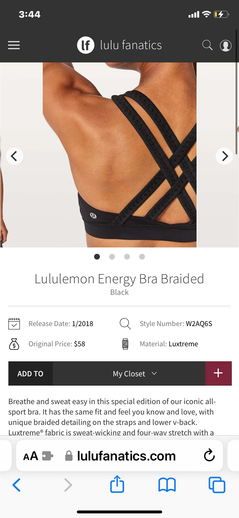Lululemon Black  Energy Bra Braided Size 6 - Image 4