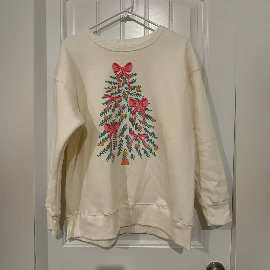 Holiday Time Christmas Tree Bow Graphic Sweatshirt – Size Small, NWOT - Image 2