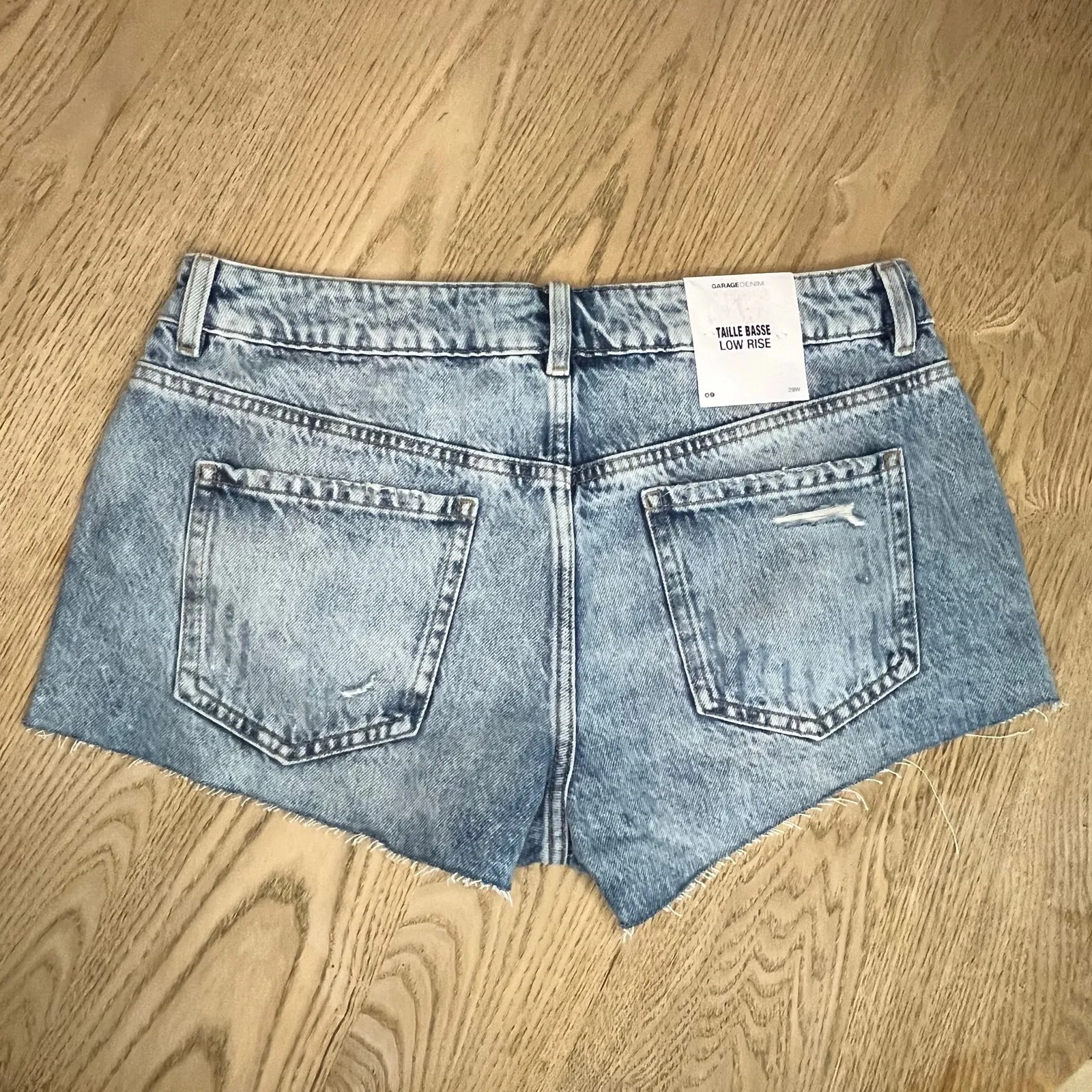 NWT Garage Denim Festival Micro Shorts Lowrise Blue Distressed Women’s Size 9 - Image 3