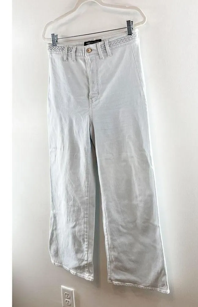 Veronica Beard Grant Braided Waist Extra High Rise Wide Leg Jeans Aspen Blue 10 - Image 7