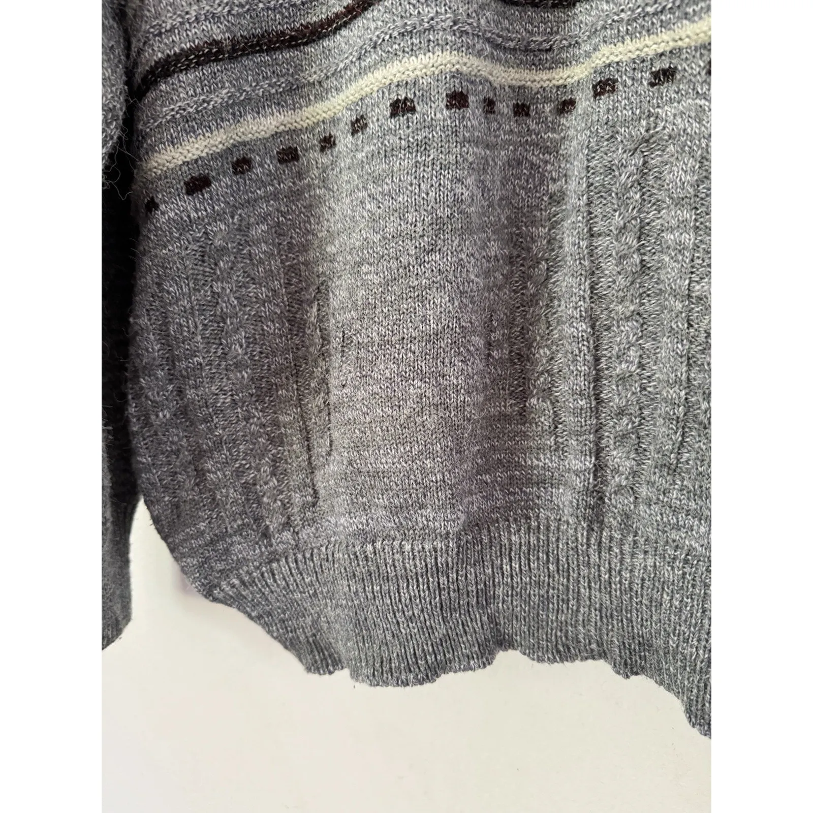 Vintage Collared Henley Pullover Sweater Women’s Size Large Dad Funky 90s Blue - Image 5