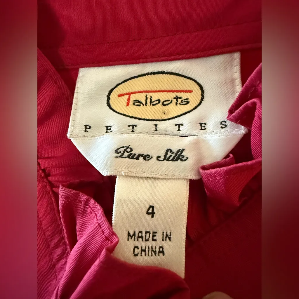 Talbots Doupiini Pure Silk Sleeveless Top Blouse Ruffle Collar Colorful Vintage - Image 2