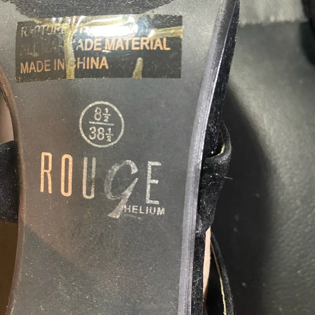 Rouge Helium Faux Suede Elegant Black Stiletto Heel Sandals Size 8 1/2 - Image 13