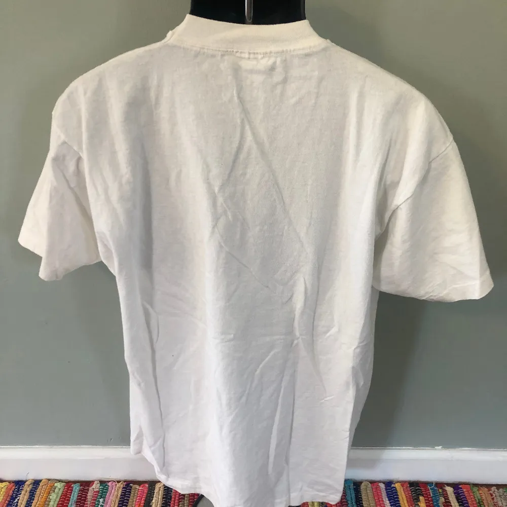 80s Beaded Brush Stroke Shirt Artwork Paint Large White - Image 4